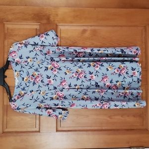 Pink Rose blue floral dress. Medium